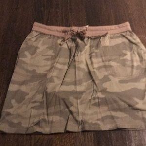 Green Camo mini skirt with drawstring waist